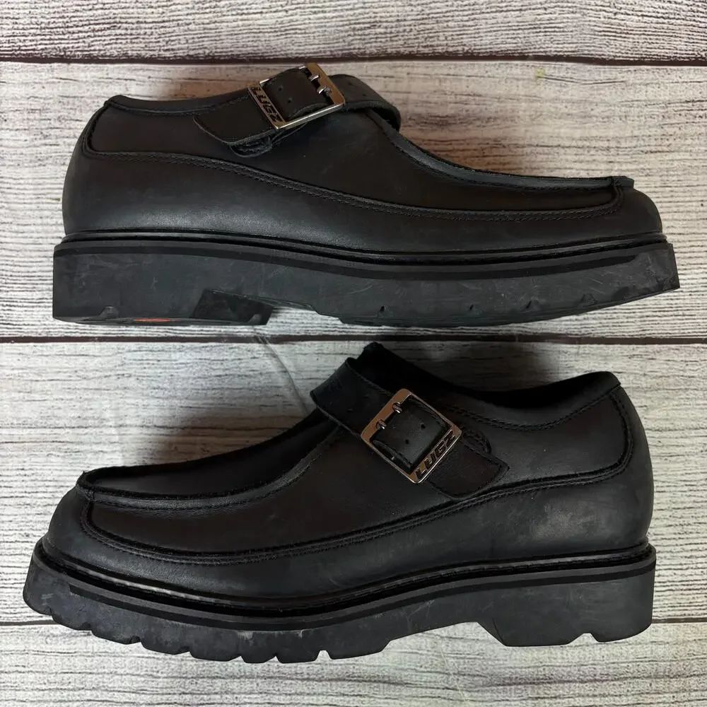 Vintage Y2k Lugz New York Black Leather Platform Low Top Boots